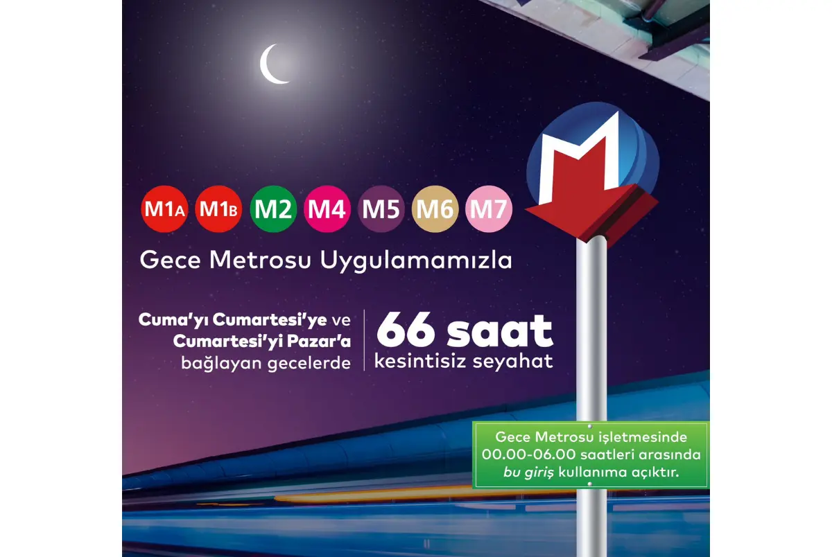 İstanbul Gece Metrosu Uygulaması Devam Ediyor
