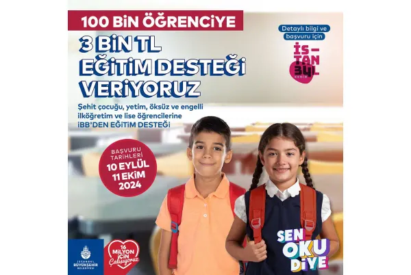 “Sen Oku Diye” Eğitim Desteği Başvuruları Başladı